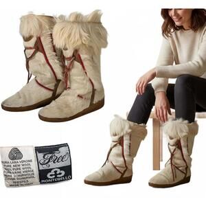 Montebello Italy 1960s Women Snow Boots & Wool Pony Hair 5.5